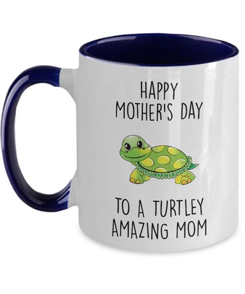Happy Mother's Day to a Turtley Amazing Mom Two-Tone Mug Coffee Cup Funny Gift