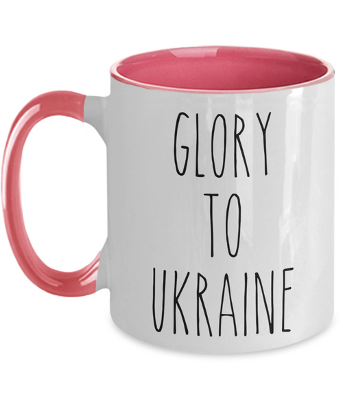 Glory to Ukraine Mug I Stand With Ukraine Two-Tone Coffee Cup Pray for Ukraine Gift