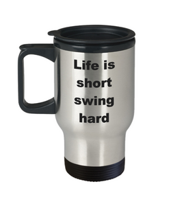 I'd Rather Be Golfing Mug Life is Short Swing Hard Golf Stainless Steel Insulated Travel Coffee Cup Gift for a Golfer-Cute But Rude