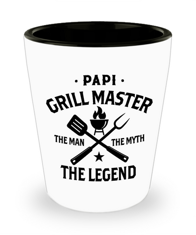 Papi Grillmaster The Man The Myth The Legend Ceramic Shot Glass Funny Gift