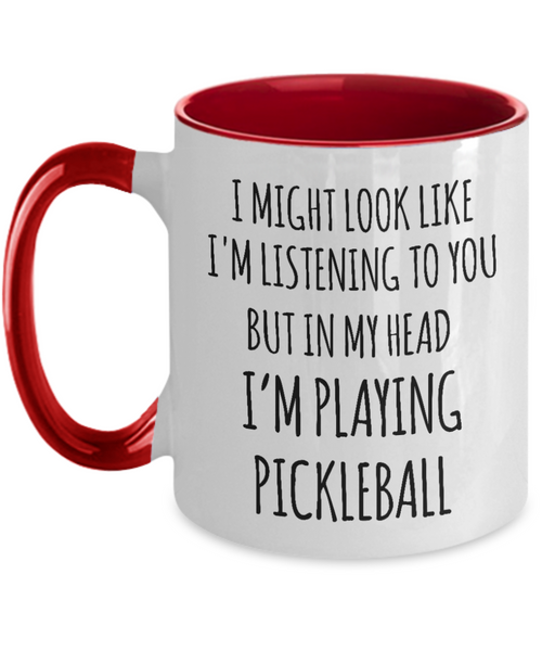 Pickleball Gift, Pickleball, Pickleball Gifts, Pickleball Mug, In My Head I'm Playing Pickleball Two Toned Coffee Cup