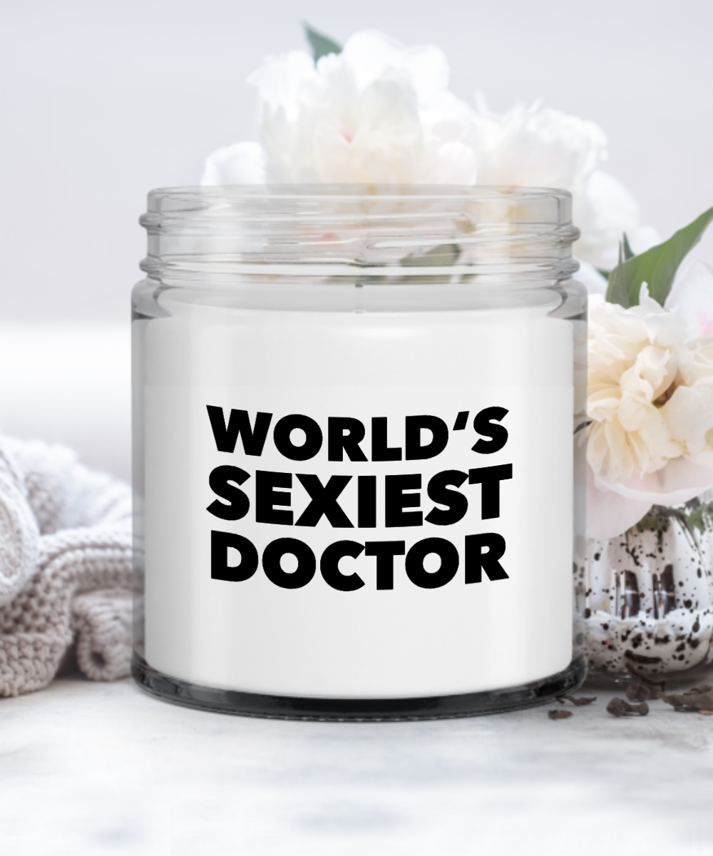World's Sexiest Doctor Candle Vanilla Scented Soy Wax Blend 9 oz. with Lid