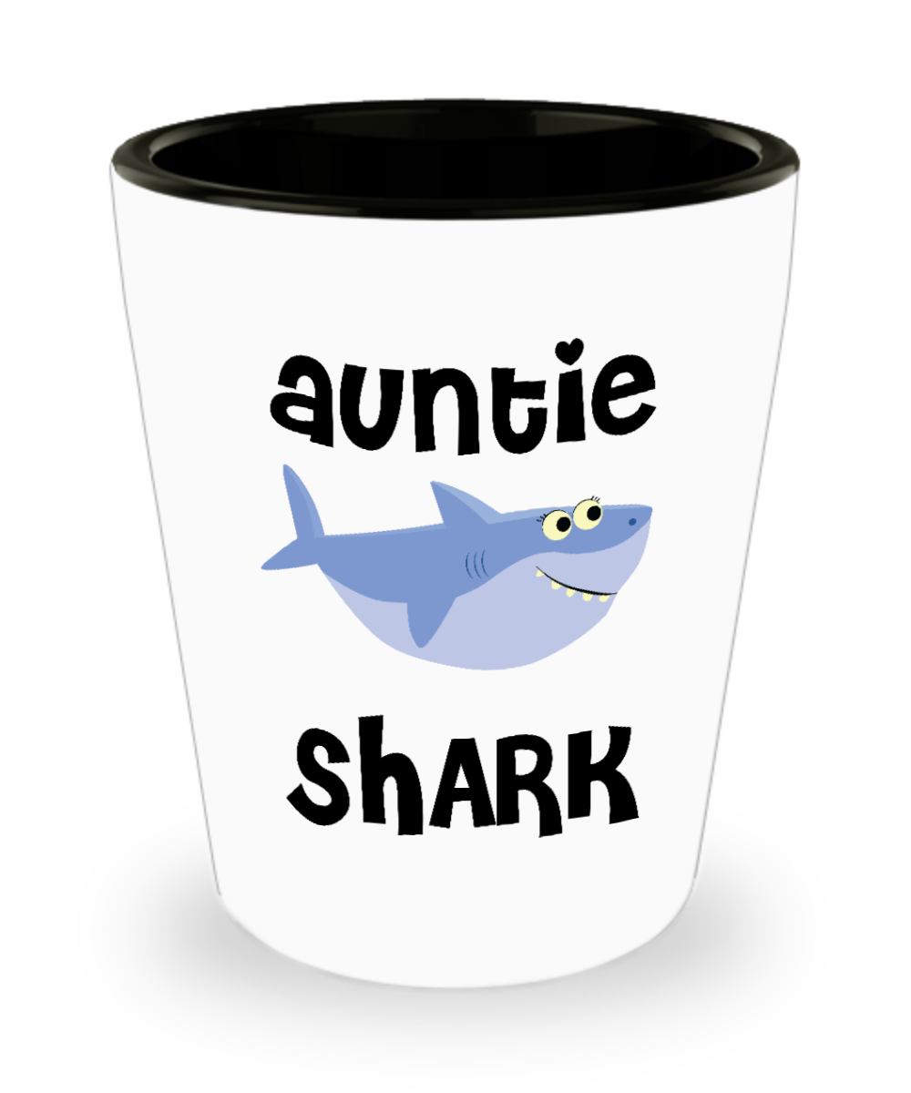 Auntie Shark Do Do Do Gift Idea Aunty Birthday Gifts for Aunties Ceramic Shot Glass
