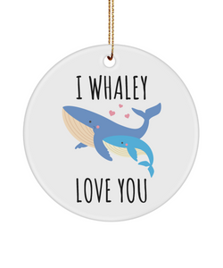 Cute Whale Ornament I Whaley Love You Ceramic Christmas Tree Ornament