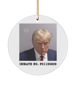 Donald Trump Mugshot Election 2024 Inmate No. P01135809 Ceramic Christmas Tree Ornament