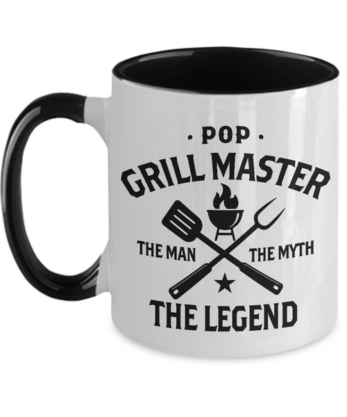 Pop Grillmaster The Man The Myth The Legend Two-Tone Mug Coffee Cup Funny Gift