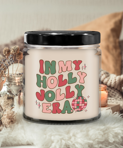 In My Holly Jolly Era Ornament Holly Jolly Vibes Retro Groovy 9 oz Vanilla Scented Soy Wax Candle