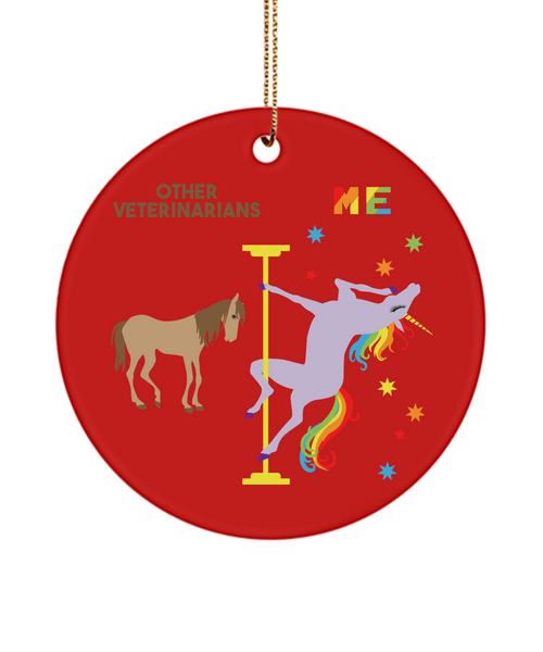 Cute Veterinarian Present Rainbow Unicorn Ceramic Christmas Tree Ornament