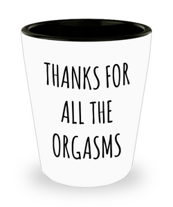 Valentines Day Gift Idea Thanks for all the Orgasms Ceramic Shot Glass