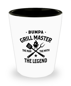 Bumpa Grillmaster The Man The Myth The Legend Ceramic Shot Glass Funny Gift