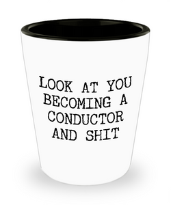 Becoming Conductor Ceramic Shot Glass Funny Gift