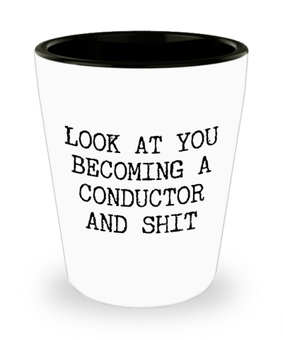Becoming Conductor Ceramic Shot Glass Funny Gift