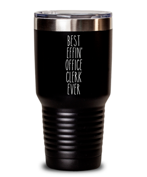 Gift For Office Clerk Best Effin' Office Clerk Ever Insulated Drink Tumbler Travel Cup Funny Coworker Gifts