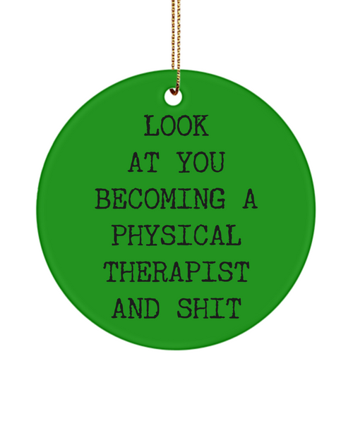 Look At You Becoming A Physical Therapist And Shit Funny PT Graduation Ceramic Christmas Tree Ornament