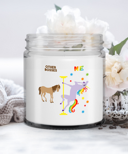 Other Bosses Vs Me Rainbow Unicorn Candle Vanilla Scented Soy Wax Blend 9 oz. with Lid