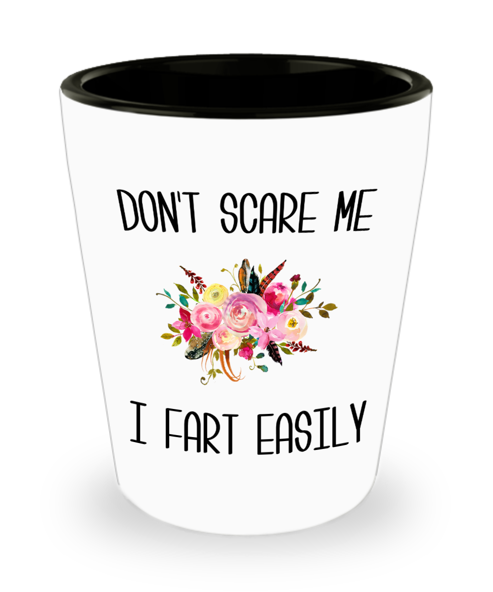 Funny Fart Mug Don't Scare Me I Fart Easily Gag Gift Exchange Idea Ceramic Shot Glass