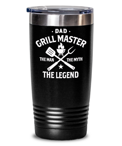 Dad Grillmaster The Man The Myth The Legend Insulated Drink Tumbler Travel Cup Funny Gift