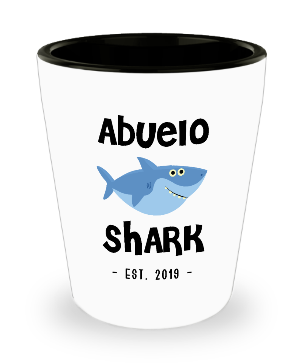 Abuelo Shark Mug New Abuelo Est 2019 Do Do Do Expecting Abuelos Pregnancy Reveal Announcement Gifts Ceramic Shot Glass