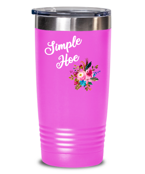 Simple Hoe Tumbler Funny Floral Mug Rude Gag Gift Idea for Women Crass Insulting Best Friend Birthday Gifts for Her Floral Insulated Hot Cold Travel Coffee Cup BPA Free