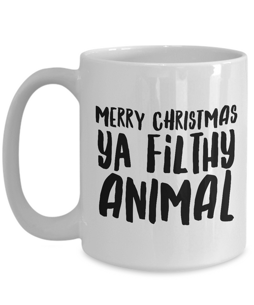 Merry Christmas Ya Filthy Animal Mug Ceramic Coffee Cup Funny Christmas Coffee Mugs Cool Stocking Stuffers for Adults-Cute But Rude