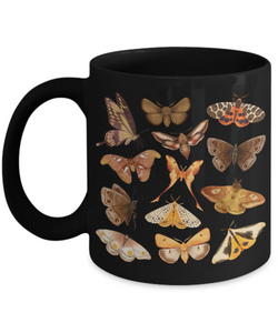 Moth Mug, Cottagecore Mug, Luna Moth Mug, Butterfly Mug, Dark Academia Mug, Entomology Mug, Black Moth Cup
