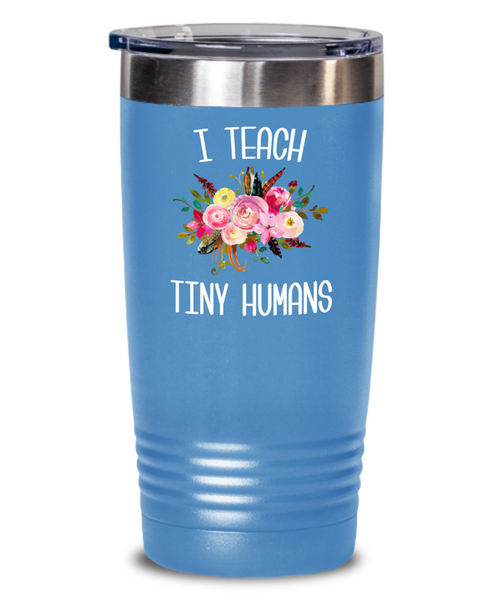 Teaching Tiny Humans Mug Funny Preschool Teacher Tumbler Pre K Gift Floral Insulated Hot Cold Travel Coffee Cup BPA Free