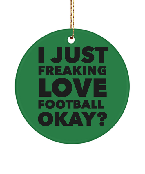 Football Player I Just Freaking Love Football Okay Ceramic Christmas Tree Ornament