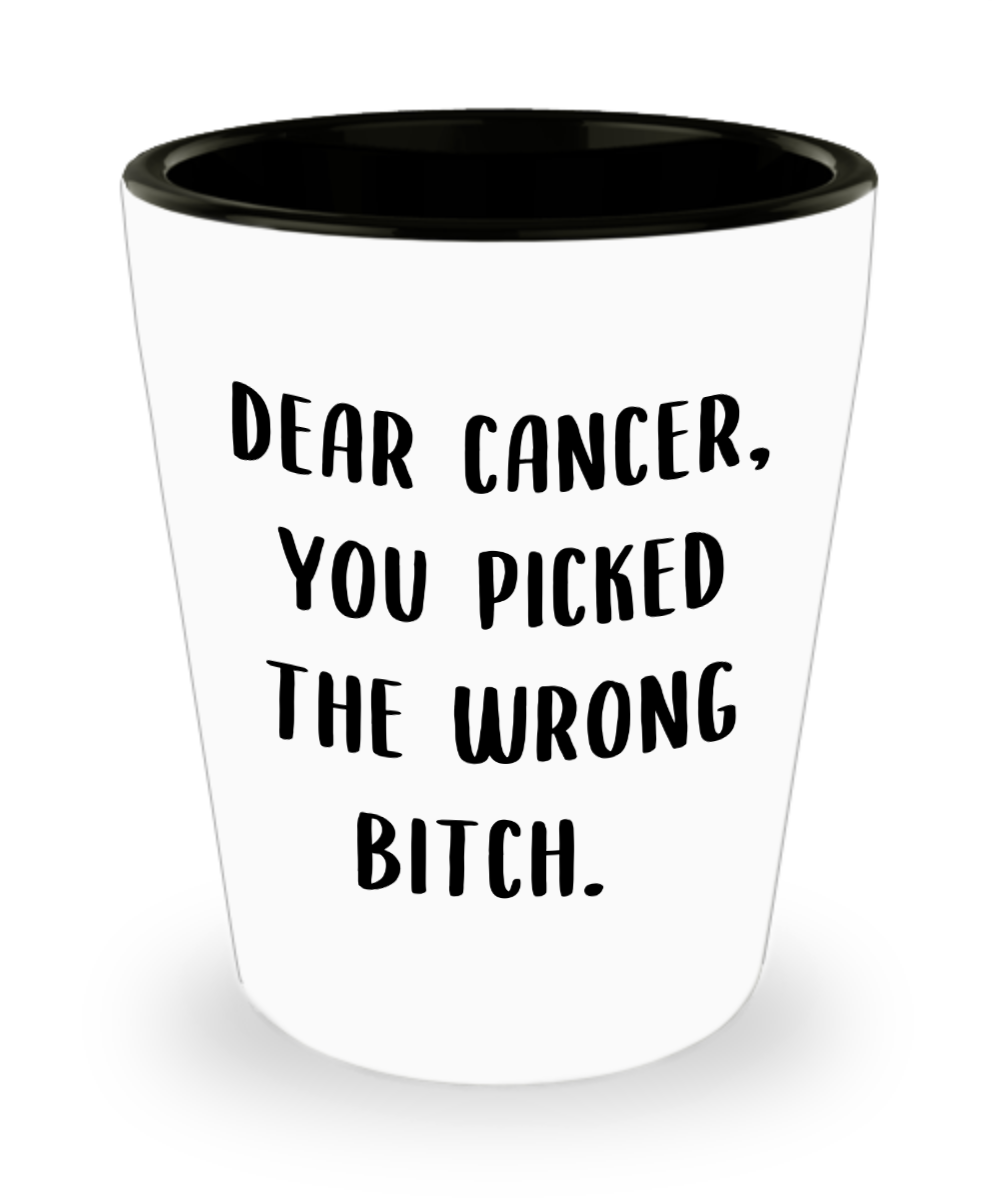 Gift for Breast Cancer Patient Dear Cancer You Picked the Wrong Bitch Shot Glass
