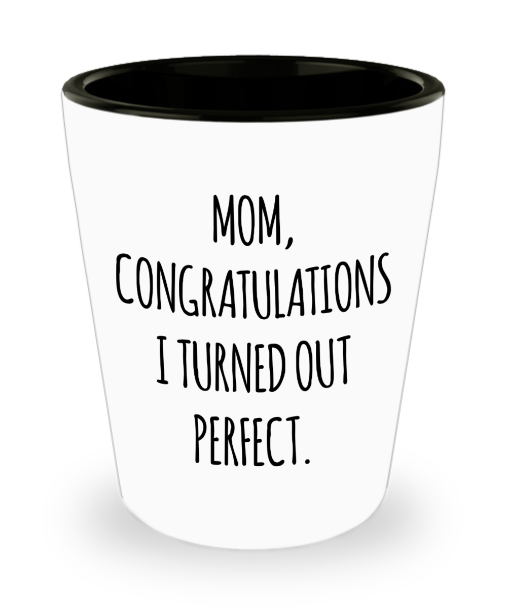 Funny Mother's Day for Mom I Turned Out Perfect Shot Glass for Her…