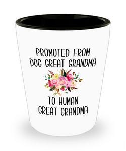 Promoted From Dog Great Grandma To Human Great Grandma Shot Glass Great Grandmother Pregnancy Announcement Reveal Gift for Her