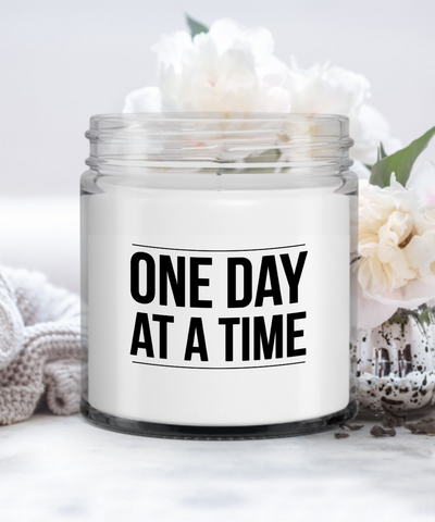 One Day At A Time Candle Vanilla Scented Soy Wax Blend 9 oz. with Lid