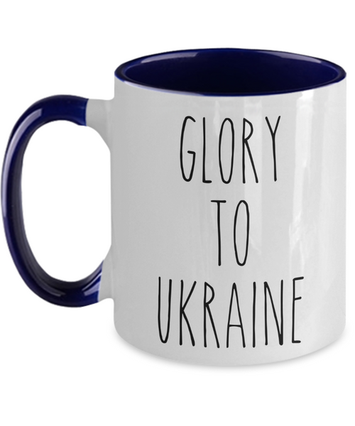 Glory to Ukraine Mug I Stand With Ukraine Two-Tone Coffee Cup Pray for Ukraine Gift