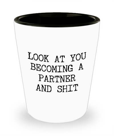 Becoming A partner Ceramic Shot Glass Funny Gift