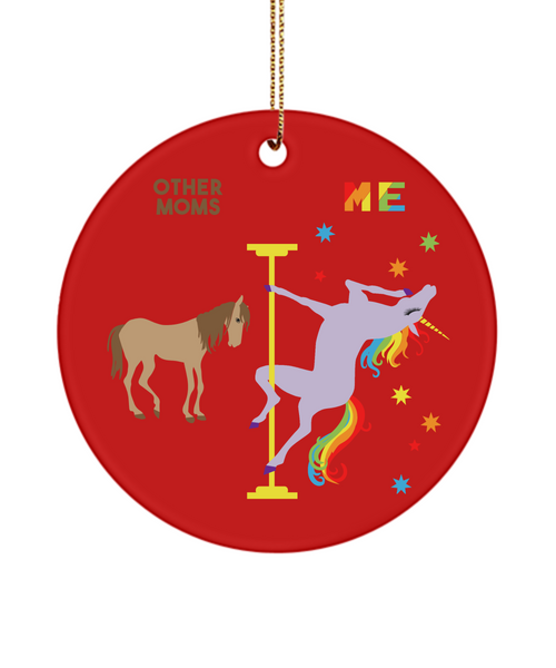 Mom Rainbow Unicorn Ceramic Christmas Tree Ornament