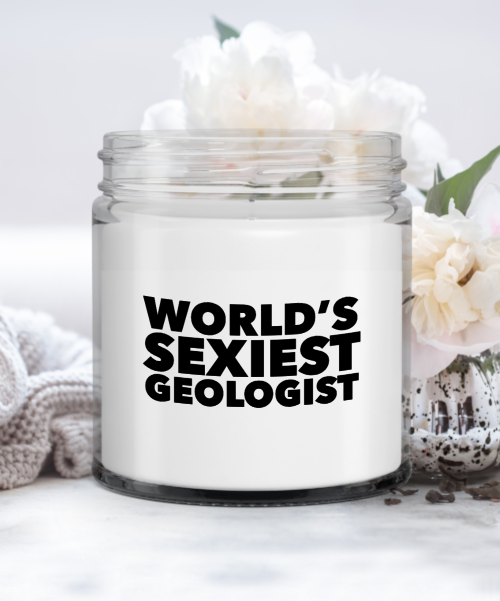 World's Sexiest Geologist Candle Vanilla Scented Soy Wax Blend 9 oz. with Lid