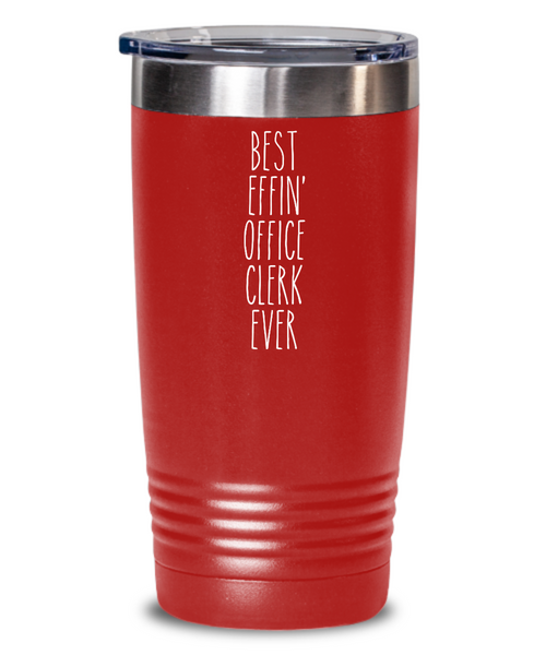Gift For Office Clerk Best Effin' Office Clerk Ever Insulated Drink Tumbler Travel Cup Funny Coworker Gifts