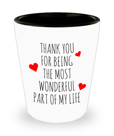 Cute Valentine's Day Mug Thank You for Being the Most Wonderful Part of My Life I Love You Ceramic Shot Glass