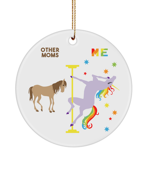 Mom Rainbow Unicorn Ceramic Christmas Tree Ornament