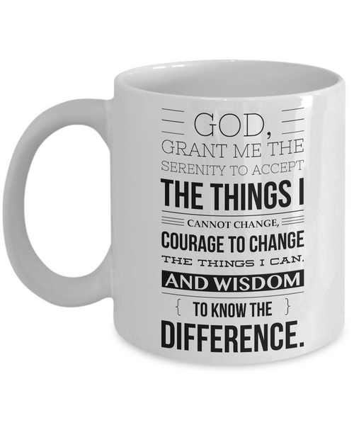 Serenity Prayer & Progress Not Perfection Mug One Year Sober Anniversary Gift AA Coffee Cup Sobriety Gifts Sponsor Gift Sponsee Recovery Coffee Mug-Cute But Rude