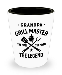 Grandpa Grillmaster The Man The Myth The Legend Ceramic Shot Glass Funny Gift