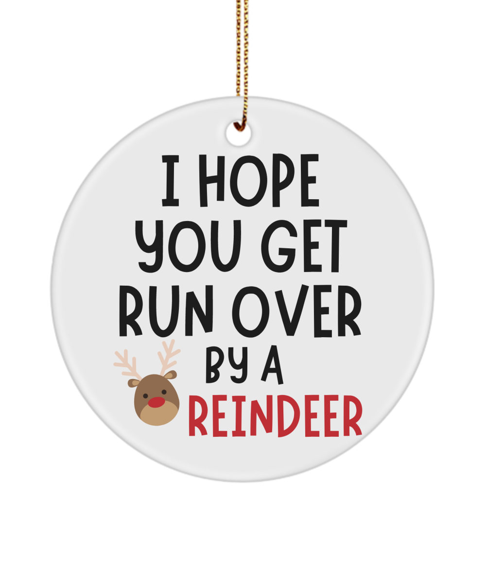 Ornament Exchange, Sarcastic Christmas, Naughty Christmas, Christmas Humor, Rude Ornament, I Hope You Get Run Over By a Reindeer