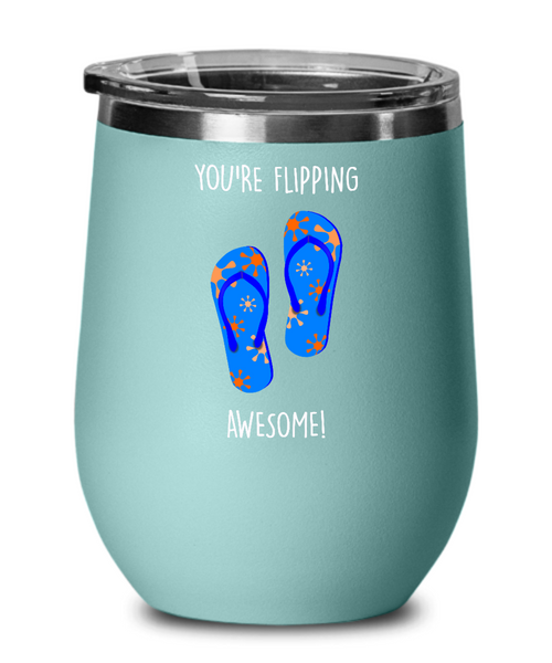 Congratulations You're Flipping Awesome Insulated Wine Tumbler 12oz Travel Cup Funny Gift