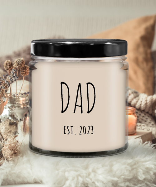DAD EST 2023 Candle 9 oz Vanilla Scented Soy Wax Blend Candles Funny Gift