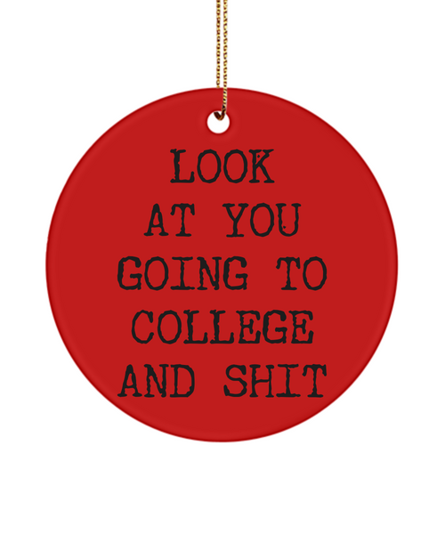Look At You Going To College And Shit Funny Ceramic Christmas Tree Ornament