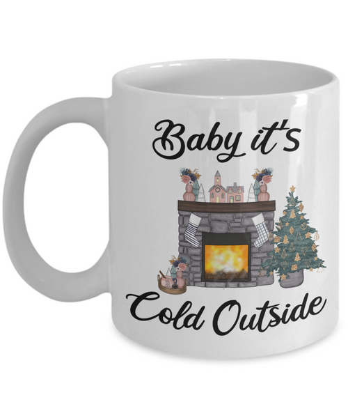 Baby it's Cold Outside Mug Christmas Gift Cute Winter Cozy Mugs with Sayings Gift for Grandma for Girlfriend Coffee Cup Stocking Stuffer
