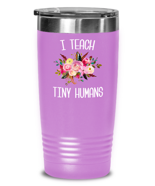 Teaching Tiny Humans Mug Funny Preschool Teacher Tumbler Pre K Gift Floral Insulated Hot Cold Travel Coffee Cup BPA Free