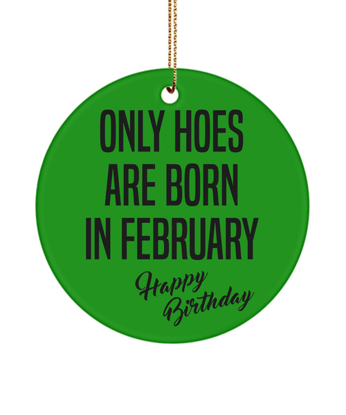 Funny Happy Birthday Mug for Her Only Hoes are Born in February Birthday Ceramic Ornament