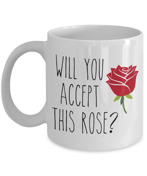 Valentine's Day Mug for Girlfriend Will You Accept This Rose Coffee Cup for Wife