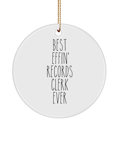 Gift For Records Clerk Best Effin' Records Clerk Ever Ceramic Christmas Tree Ornament Funny Coworker Gifts