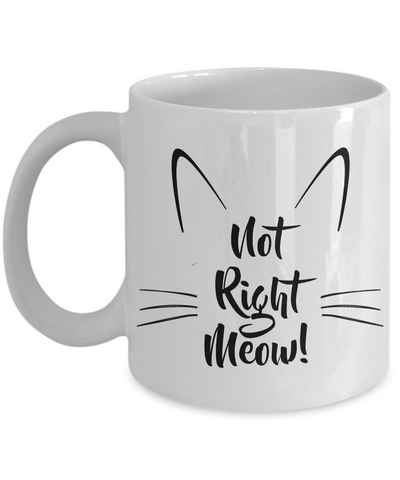 Cat Coffee Mug - Not Right Meow Cat Mug - Cat Person Gifts - Cat Tea Mug - Crazy Cat Lady Gifts-Cute But Rude